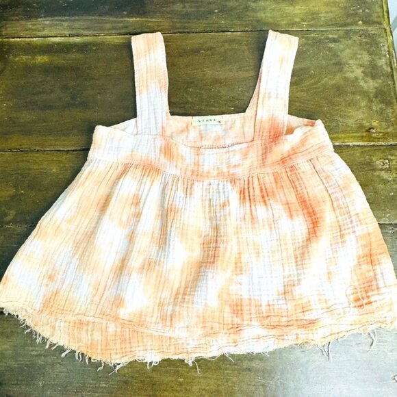 Stark X Womens 100% Cotton Gauze Tank Boho Orange & White Tie Dye SZ XS - Picture 1 of 8